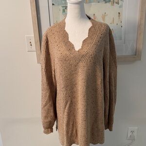 Soft Surroundings Beige V-Neck Sweater Size XL